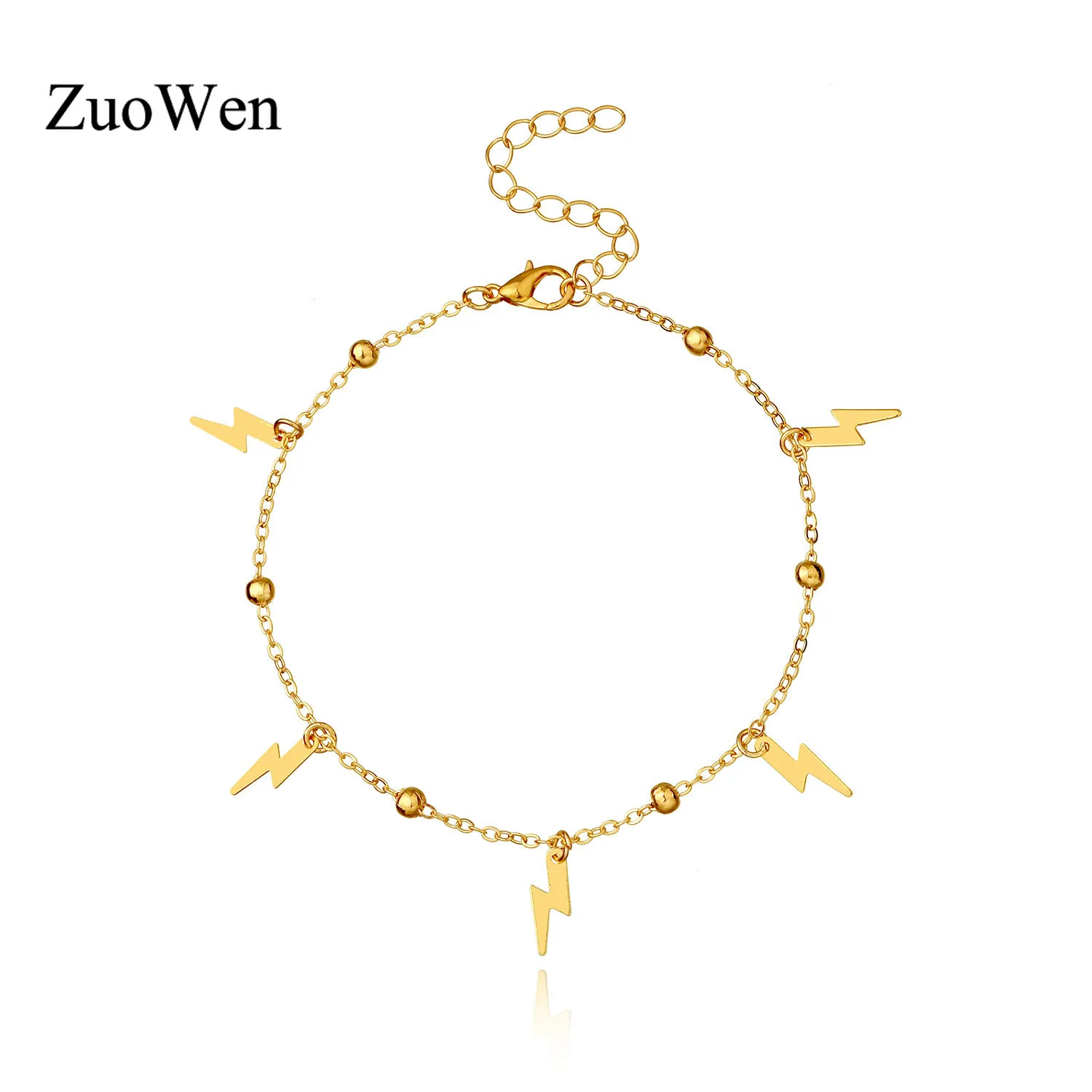 Пляжный ножной браслет в богемном стиле женская подвеска форме молнии летние