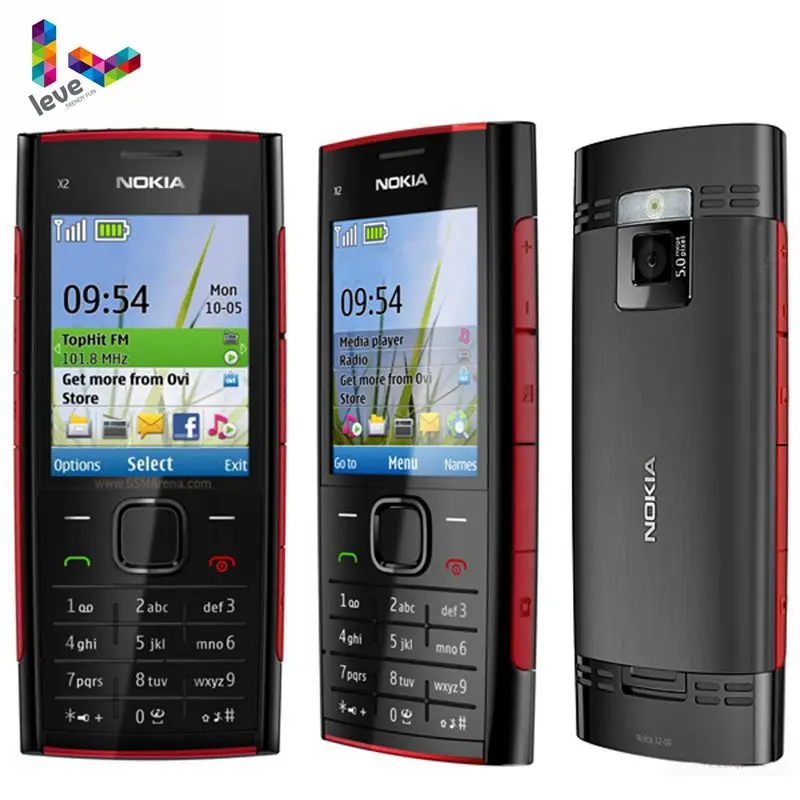 Разблокированный Мобильный телефон Nokia X2-00 б/у с Bluetooth FM mp3-плеером русской
