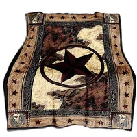 Western Texas Star Flannel Blanket By Ho Me Lili Super Soft Lightweight For Sofa Couch Living Room Bedroom Air Conditioning