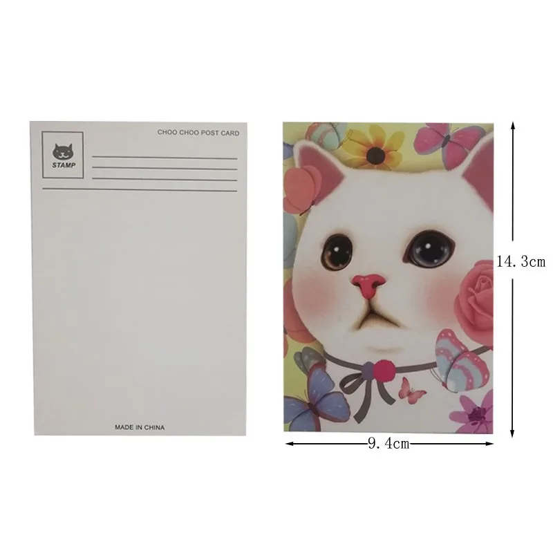 

100PCS/lot Lovely Cartoon Cat Postcard Birthday Card Greeting Card Gift Cards fashion gifts New Year Christmas Card