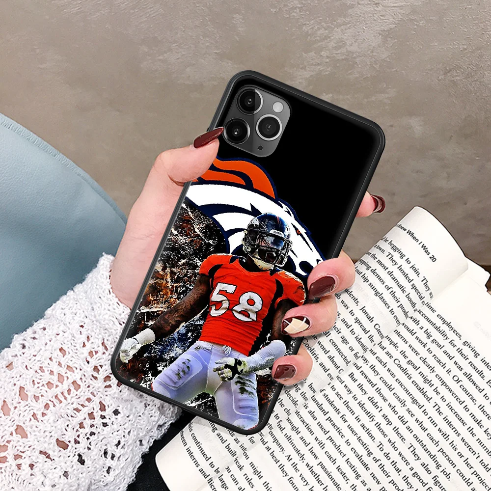 

Denver Bronco American Football Phone Case For IPhone 5 5S SE 5C 6 6S 7 8 Plus X XS XR 11 12 Mini Pro Max 2020 black Back Soft