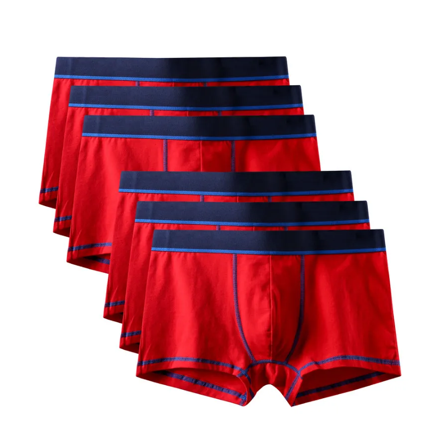 6Pcs A0608 Red 6 шт./лот, фирменное качество,, новые модные сексуальные хлопковые шорты, мужские боксеры, шорты, мужское нижнее белье, мужские трусы, мужская одежда - Цвет: 6Pcs A0608 Red