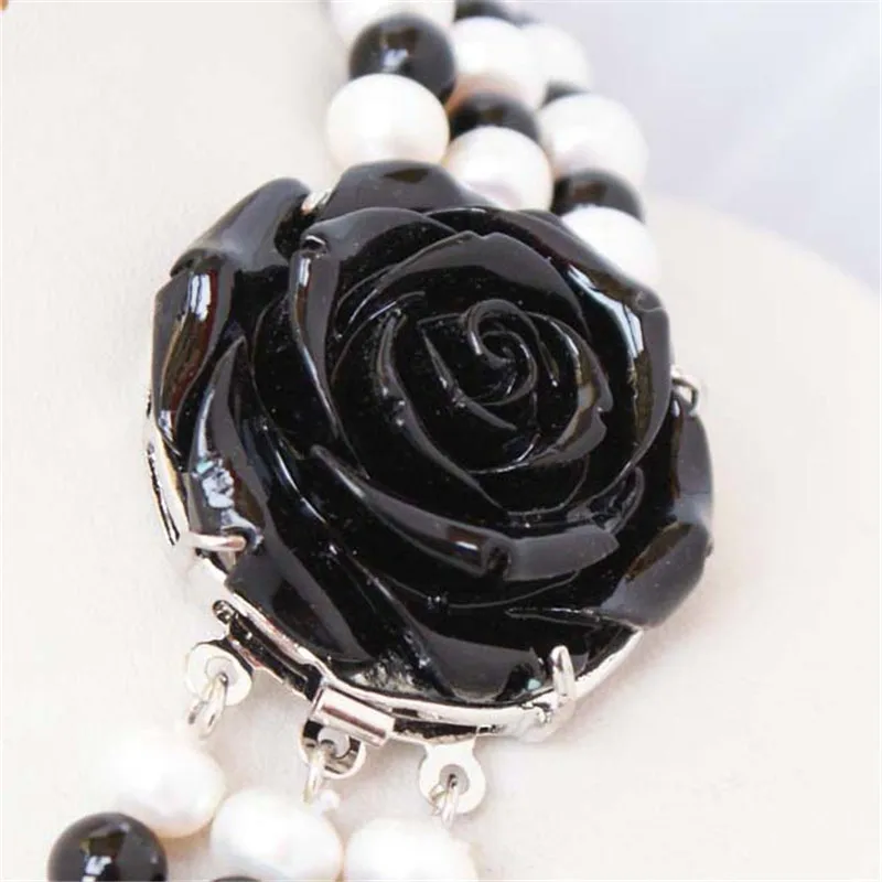 

6-7mm Freshwater Pearl Necklace Coral Resin Flower Pendant Necklaces Layered Choker Statement Collar Boho Bib African 17inch