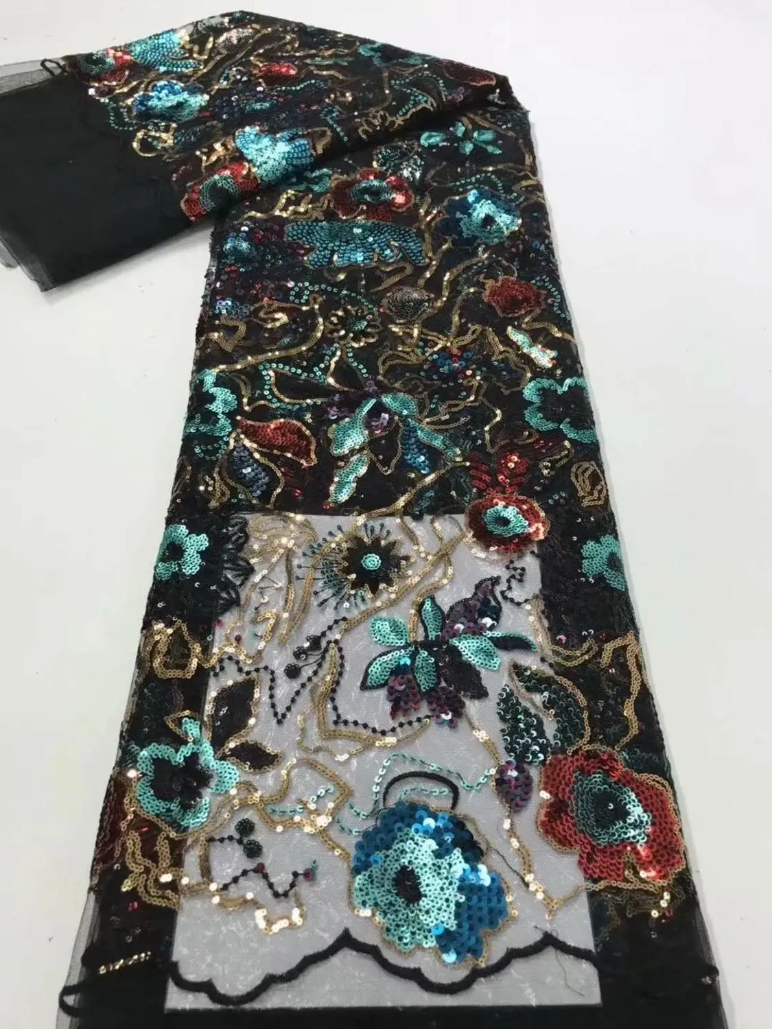 

5 ярдов, африканская Флокированная органза с кружевом ручной работы, Смешанная французская сетчатая ткань с блестками, вдохновляющая одежд...