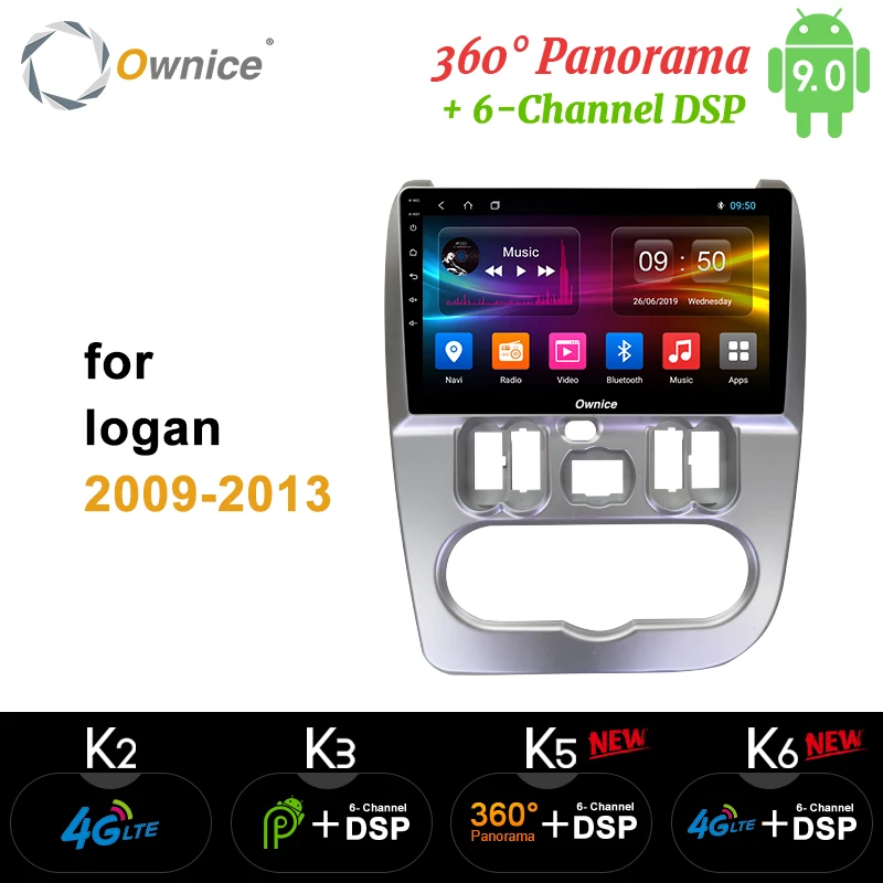Ownice K3 K5 K6 Android 9 0 стерео для Renault Duster/Logan 2009 2010 2011 2012 2013 4G LTE 360 панорама DSP SPDIF