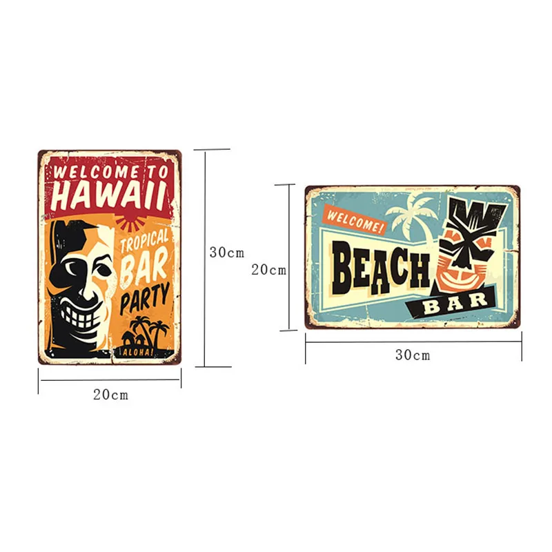 Плакат для пляжа Tiki Bar Signs Vintage This Way To The Beach Metal табличка бара декоративное