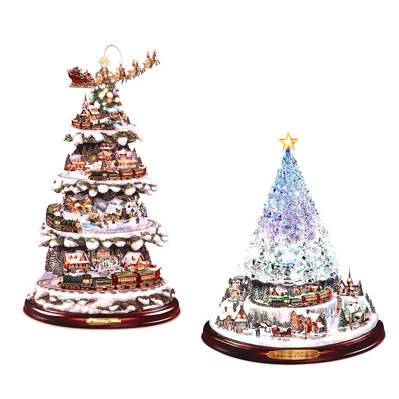 

Christmas Tree Rotating Sculpture Train Decorations Paste Window Paste Stickers Christmas Decorations Winter Home Decoration