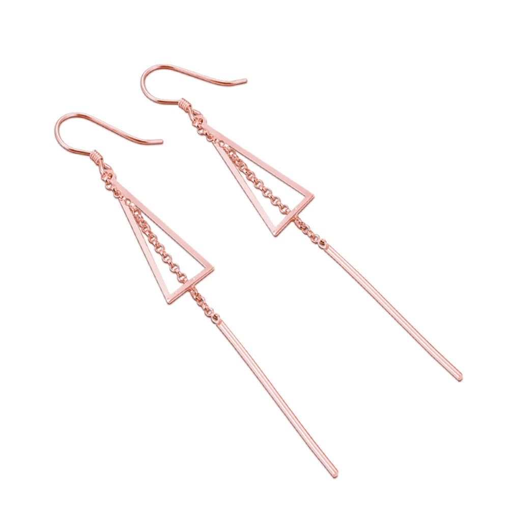 

New Style Long Tassel 925 Sterling Silver Earring for Women Triangular Geometry Simple Luxury Jewerly