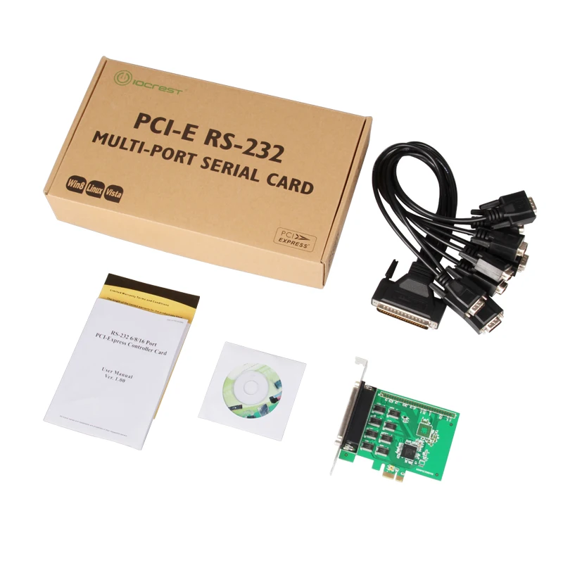 

PCI-Express to 8 Ports RS232 DB9 Serial Card with Fan out Cable XR17V358 Chipset