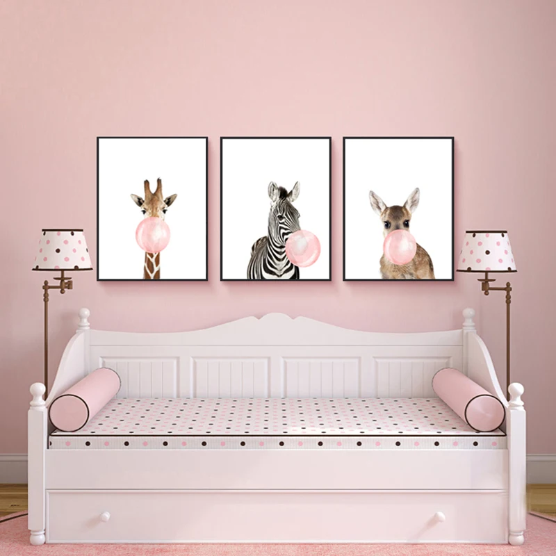 Милая детская одежда с животными пузыри плакат жираф слон простой принт для