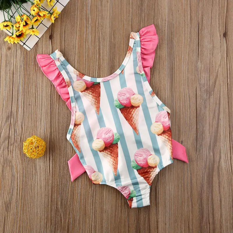 

Baby Girls Ruffle Ice Cream Swimwear Swimsuit Beachwear Bathing Suit Summer Clothes Bodysuits