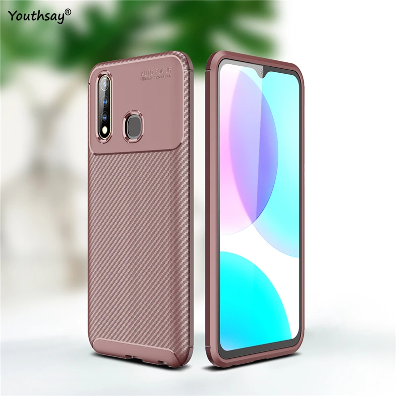 

For vivo U3 Case Carbon Fiber Business Style Soft Fundas Silicone Rubber Protective Phone Case For vivo Y19 Cover For vivo U3