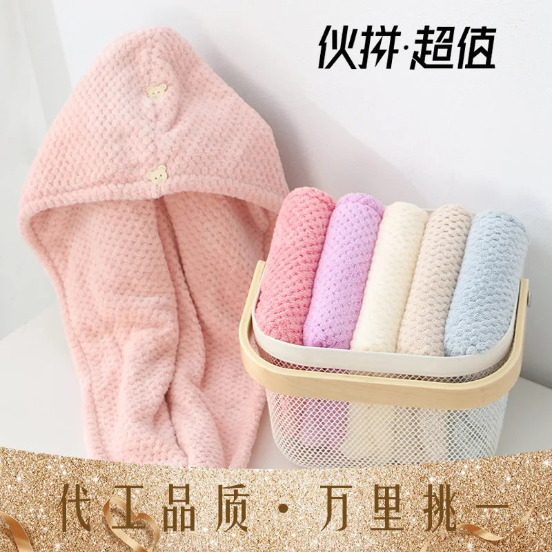 

Шапочка для сухих волос, повязка на голову, двухслойная шапочка для душа из кораллового бархата с ананасом, Женская утолщенная и поглощающа...