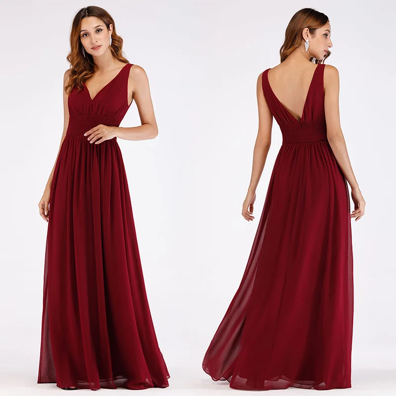 Сексуальное вечернее платье без рукавов с v-образным вырезом Длинные вечерние