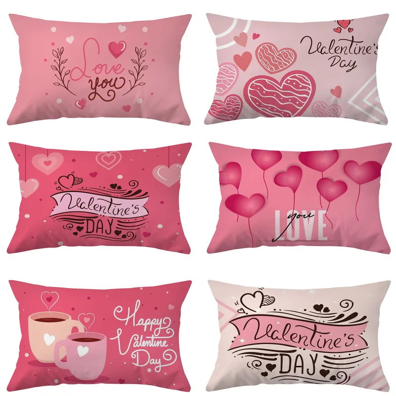

Pink Decorative Pillow Cases Love Heart Shape Balloon Pattern Pillow Covers Home Living Room Decor Valentine's Day Throw Pillows