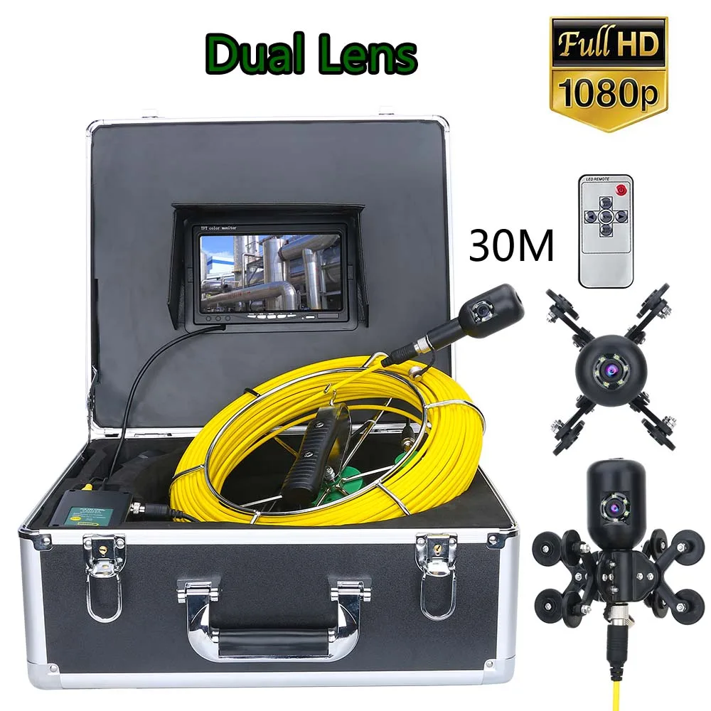 

Dual Camera 7inch 30M 50M 1080P HD Lens Drain Sewer Pipeline Industrial Endoscope Pipe Inspection Video Camera