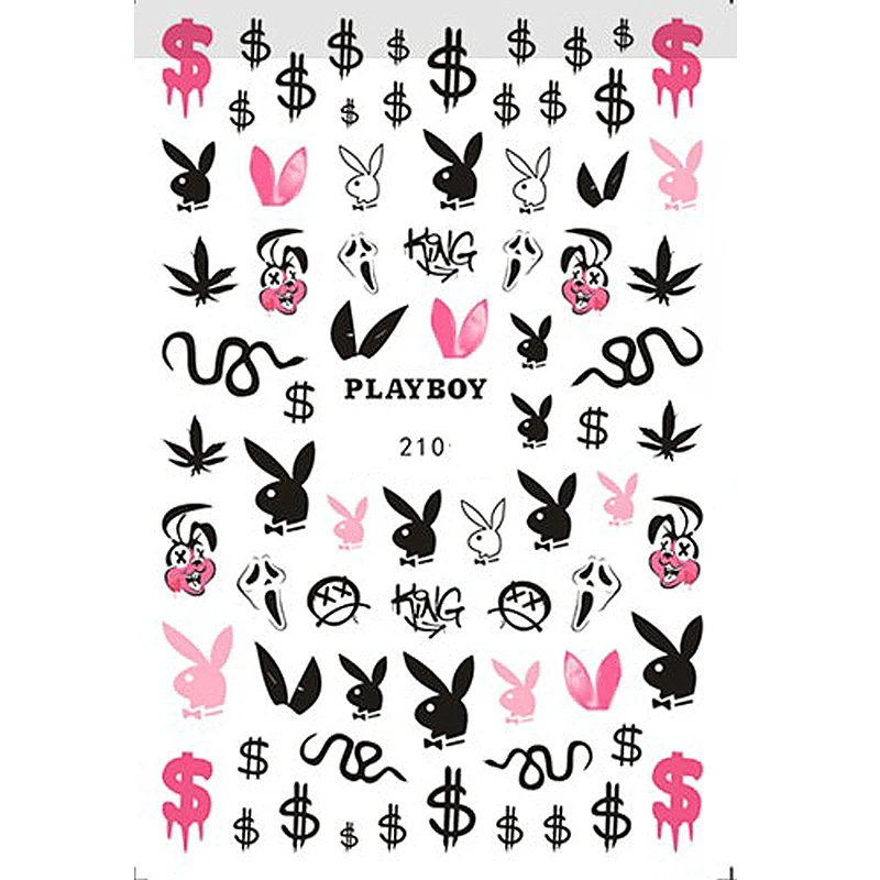 

10 PCS 3D Sunflower Luxury Brand Designer Snake Rabbit Nail Sticker Rose Flower LOGO Butterfly Self-adhesive Nail Art Sticker