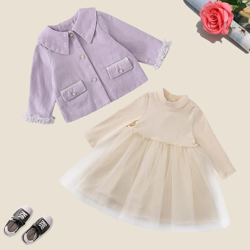 Осенние комплекты одежды для девочек новинка 2021 Детские пальто и платья с