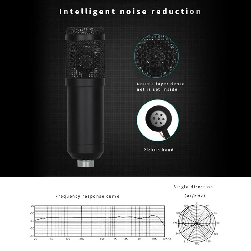 Студийный конденсаторный микрофон с амортизирующим креплением для сетевого