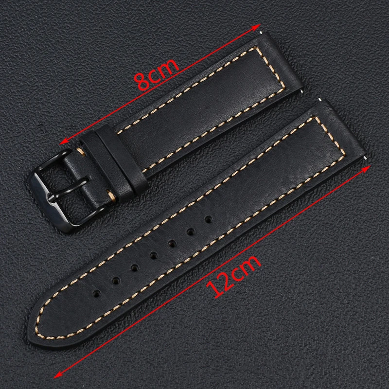 Genuine Italy Leather Watch Strap 22mm Retro Style Handmade Watchband Wristband Belt Yellow Brown Blue Watch Accessories