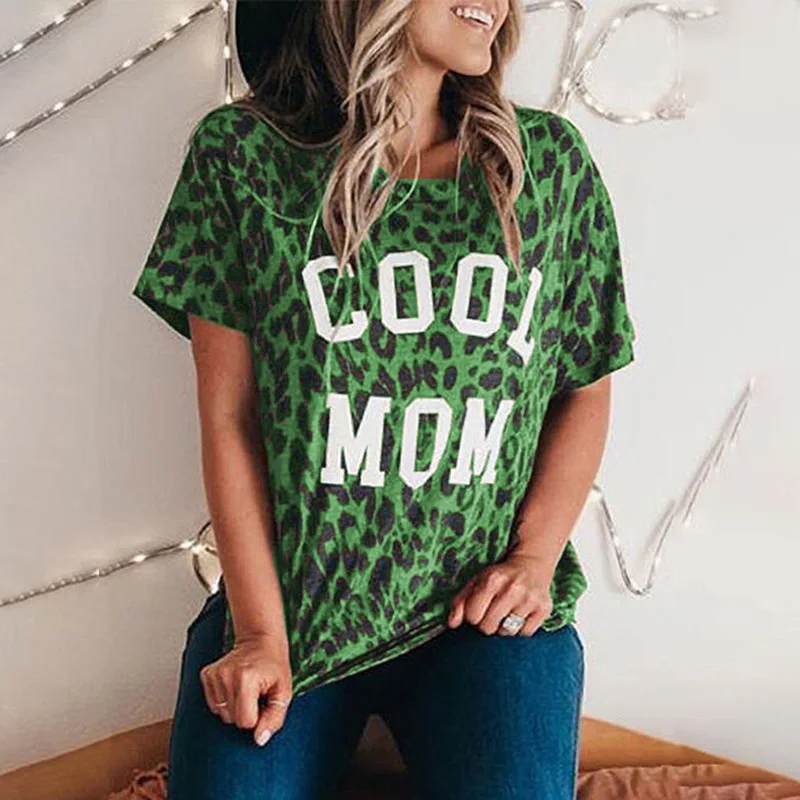 

Leopard Letters Printed O-neck High Street Loose T-shirt Women Y2K Clothes Punk Summer Short Sleeve Harajuku Graphic Tee Shirts