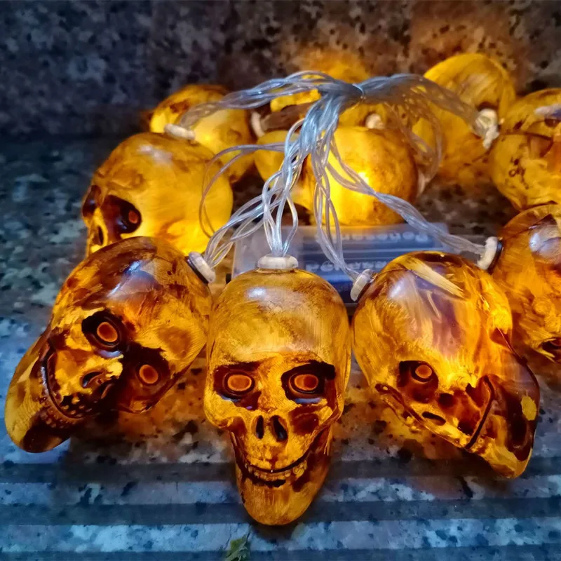 Гирлянда из 10 светодиодов для Хэллоуина тыква паук летучая мышь Череп светильник