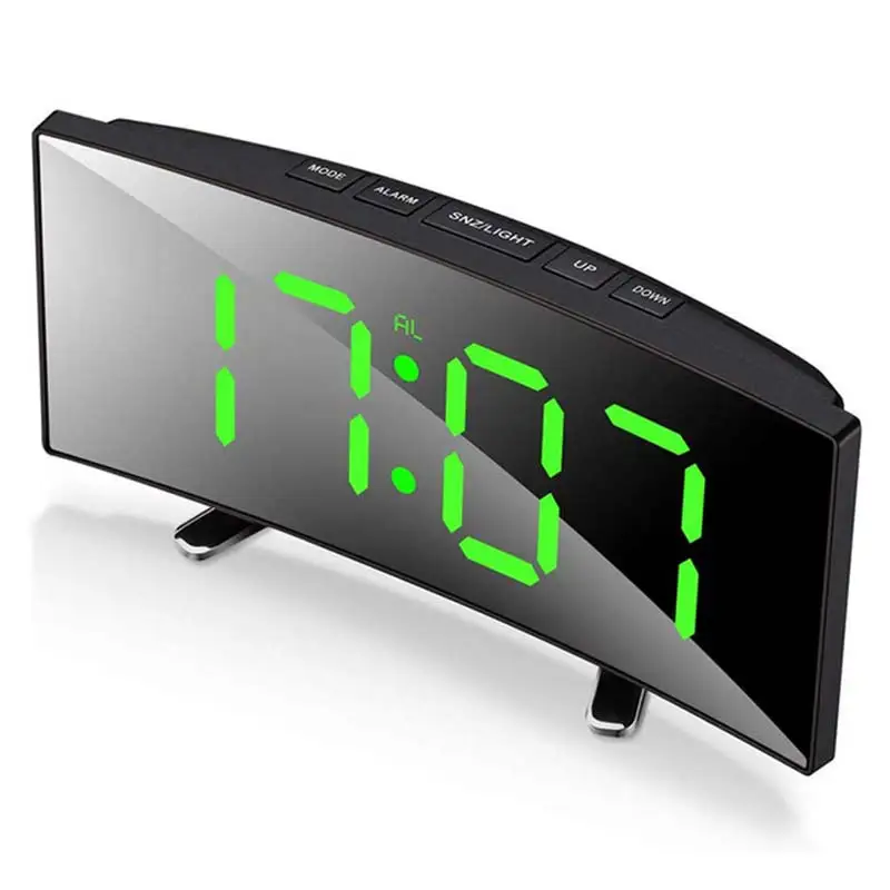 

Digital Alarm Clock 7 Inch Curved Dimmable LED Sn Electronic Digital desktop Clock for Kids Bedroom Large Number Table Clock