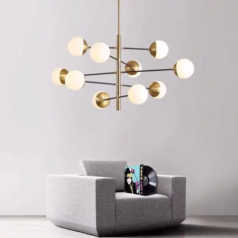 

Nordic Magic Bean Glass Living Room Chandelier Personality Creative Restaurant Postmodern Simple Bedroom Molecular Lamp