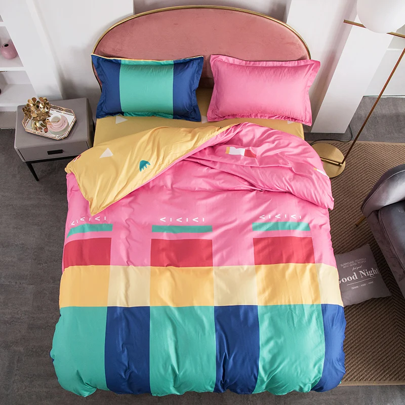 

Cotton Bedding Set 4pcs With Duvet Cover Bed Sheet Cactus Flower Nordic Bed Linen Luxury Bedding Sets King Queen Full Twin Size