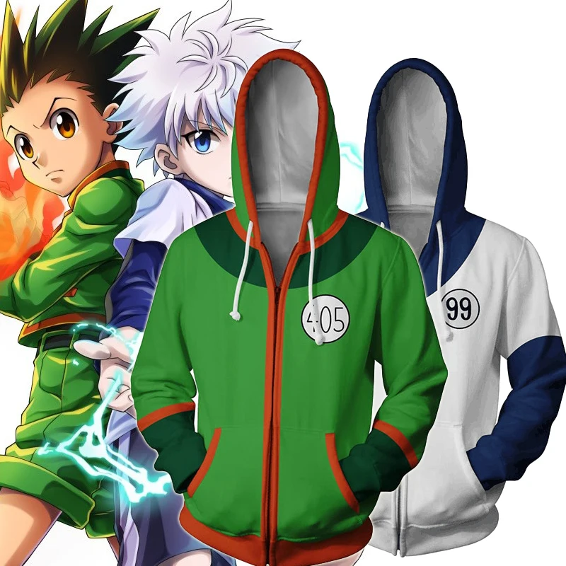 Killua Zoldy HUNTER x HUNTER Косплей толстовки Гон фриксс костюм Hisoka Killua Zoldyck с капюшоном на молнии пальто для взрослых Хэллоуин