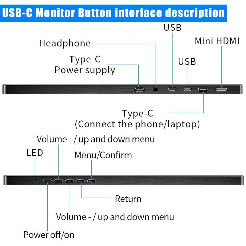 Портативный монитор 15,6 ''4K lcd hd HDMI usb type C Дисплей для ПК ноутбука телефона PS4-switch-XBOX 1080p игровой монитор ips экран