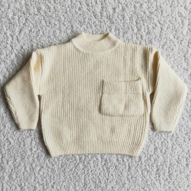 

Wholesale Baby Girl Beige Coat Clothes Winter Infant Toddler Children Boutique Kids Comfortable Spring Autumn Pocket Sweater