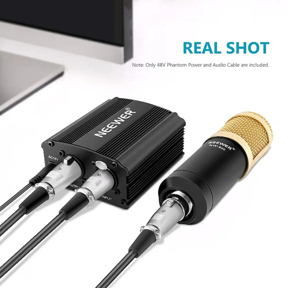 Neewer Европейский Штекер 220V 1-канальный 48V Фантомное Питание с Адаптером+ Один XLR Кабель Аудио для Любого Конденсаторного Микрофона Записи Музыки Оборудования