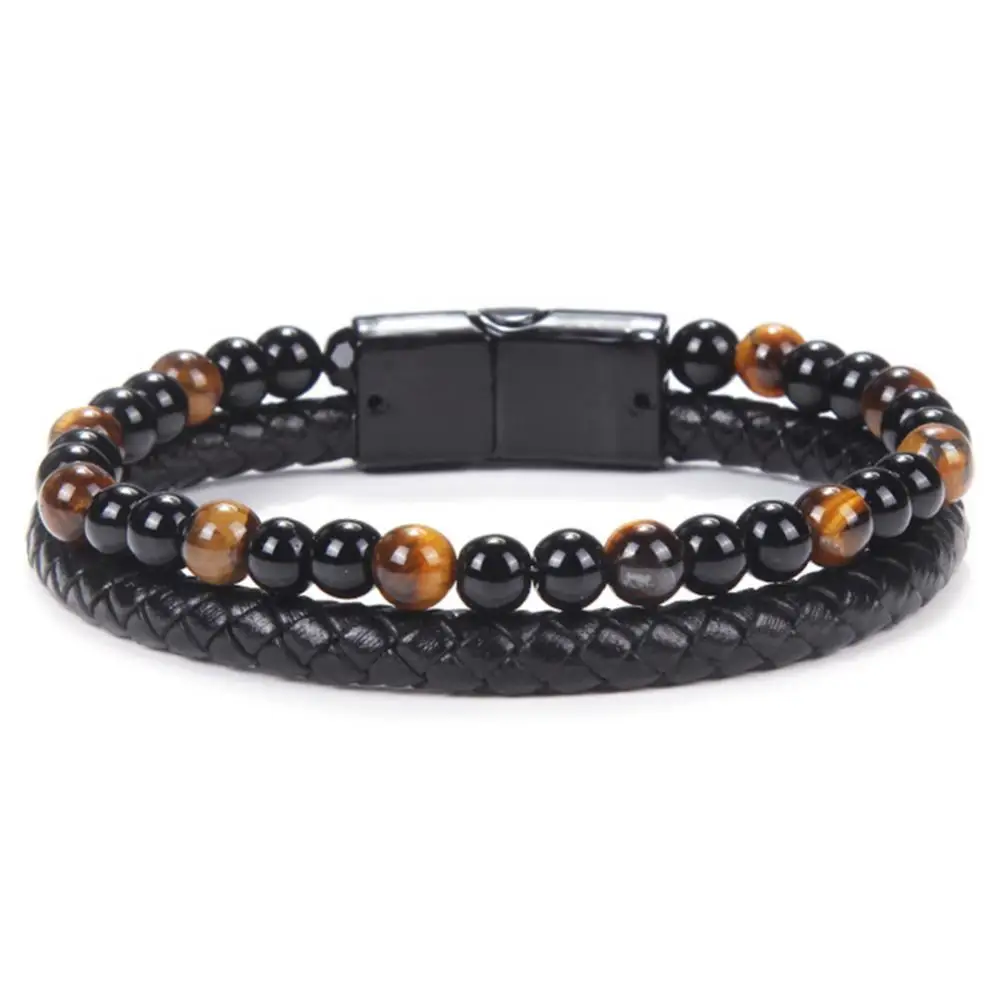 

Fashion Men Natural Stone Beads Magnetic Clasp Bracelet Bangle Jewelry Gift