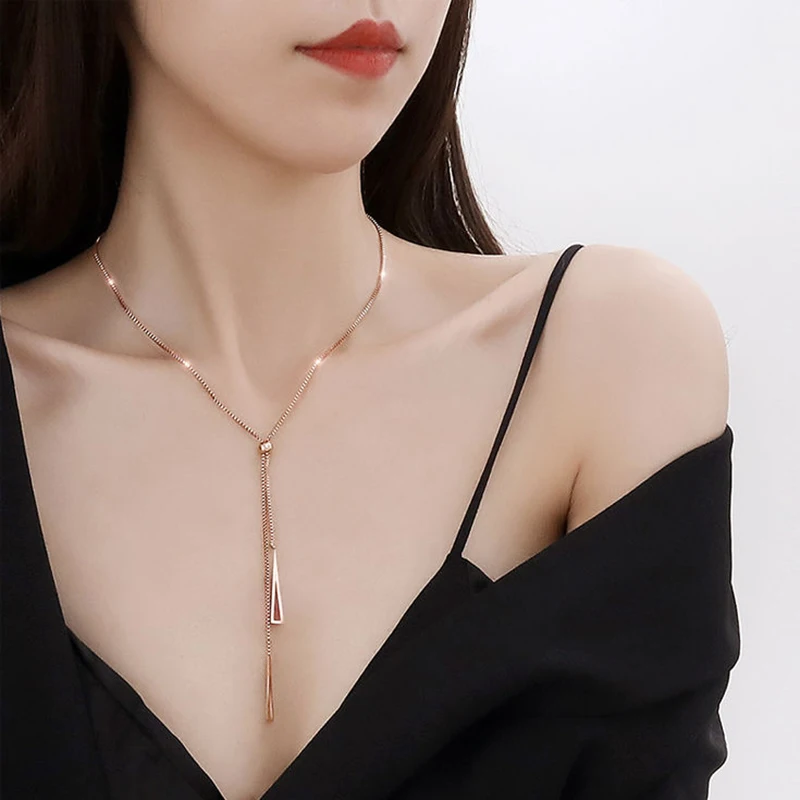 

2022 simple gold and silver chain necklace Yangtze River Delta Tassel Necklace female Collar Necklace