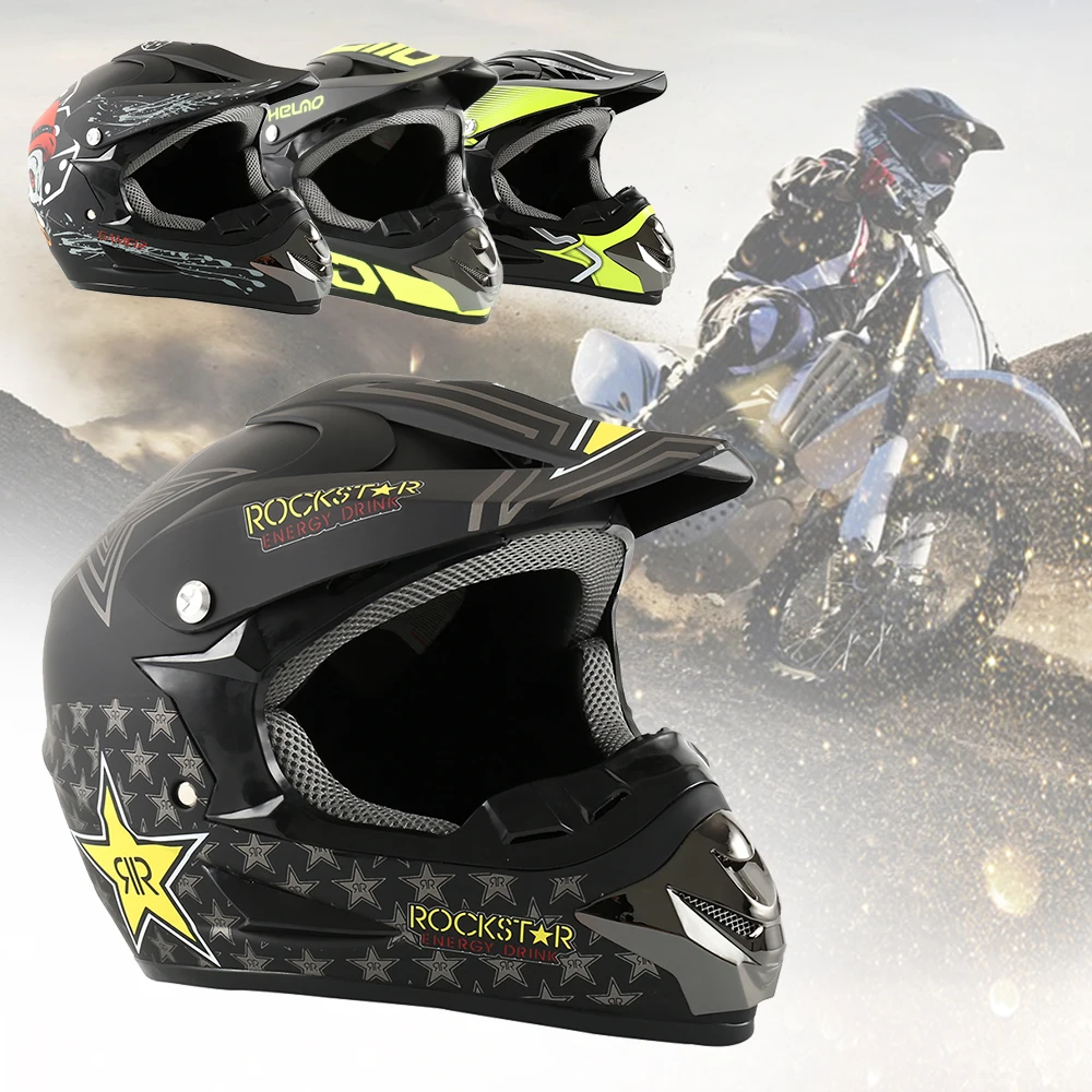 

4PCS Professional Racing Motocross Casque hors route Casque Moto Capacete Moto Casco Off-road Cartoon Children Motorcycle Helmet