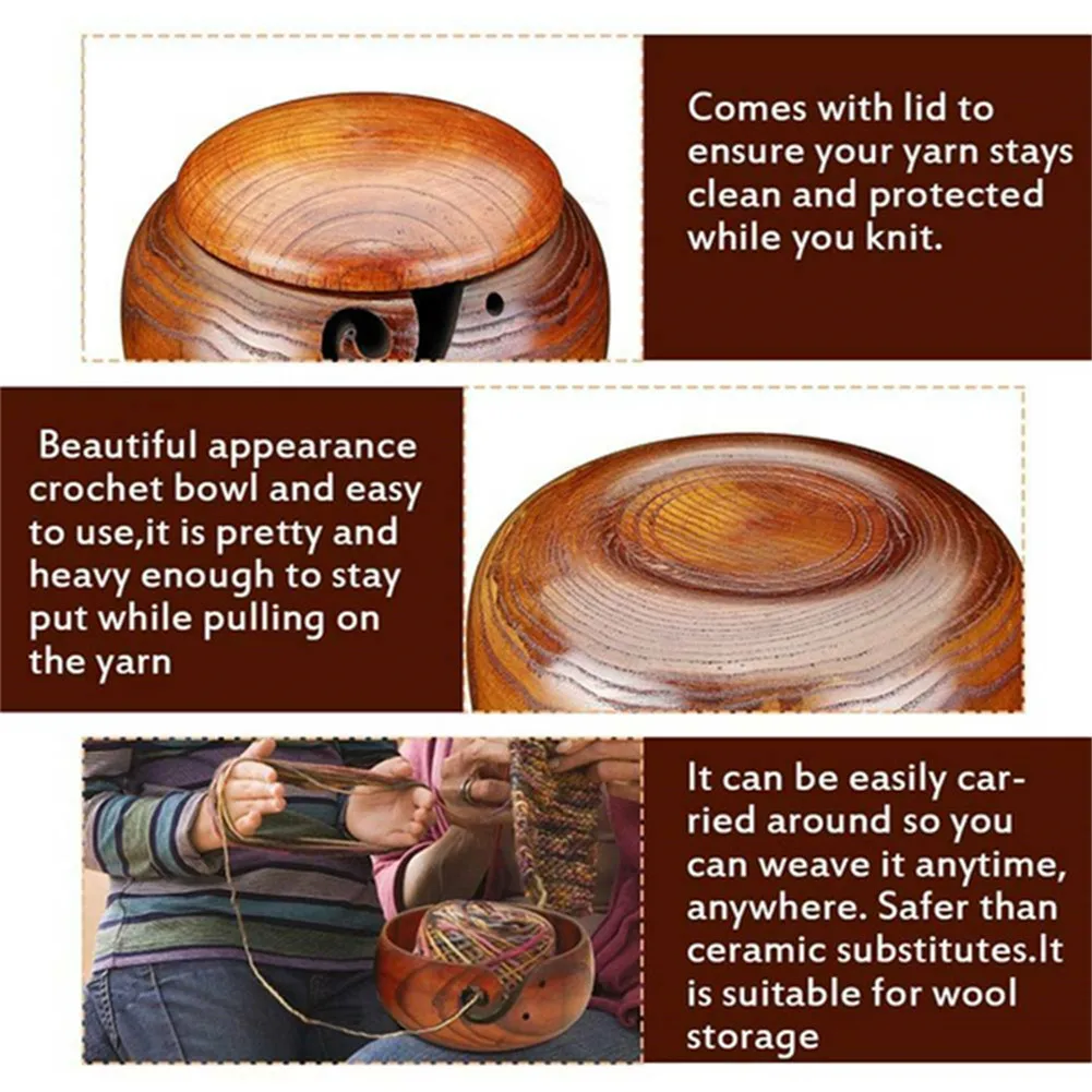 Деревянная миска для пряжи ручной работы вязания и крючком хранения вязальных