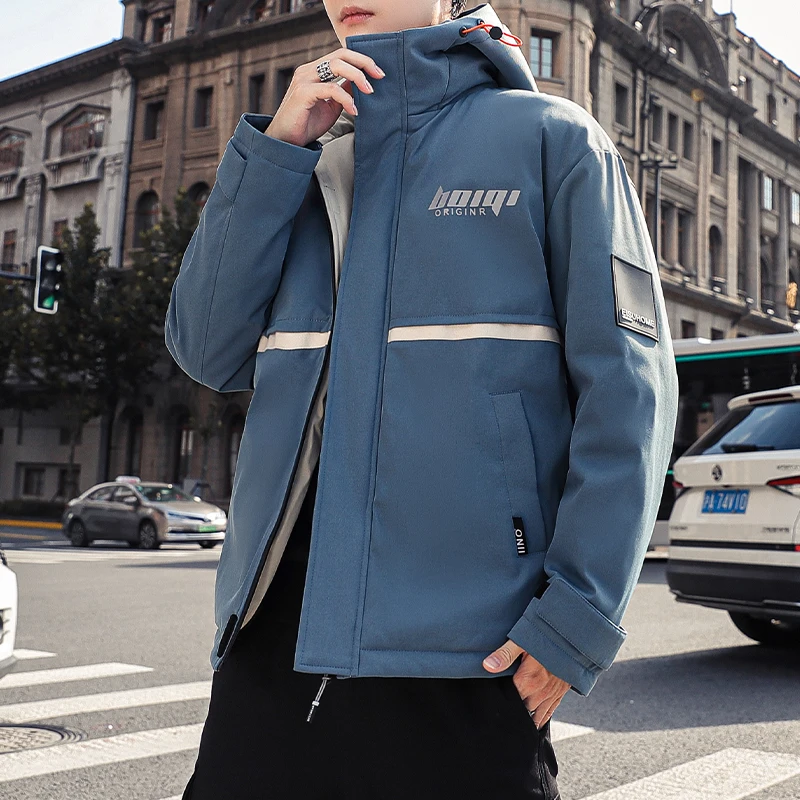 Cotton Padded Parkas Men Solid Streetwear Hip Hop Casual Thick Warm College Jackets Coats Male Winter 2021 Drop Ship