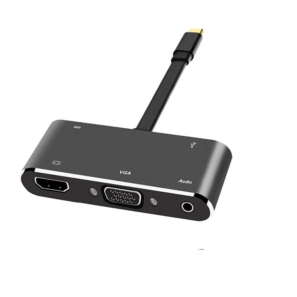 Адаптер 5 в 1 с USB C на HDMI совместимый адаптер 4K Type HD/VGA/Audio/USB 3 0 порт PD|Кабели VGA| |