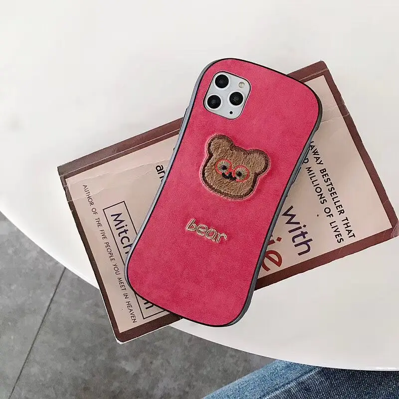 ORYKSZ модные милые очки медведь чехол для телефона iphone 11 Pro Max XR XS X кожаный 7 8 6 6S Plus