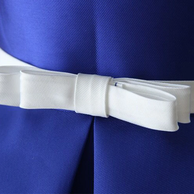 

Flower Girls Dresses Sequined Sleeveless Jersey O-Neck Knee-Length Luxury Dark Blue Bow Elegant Kids Party Princess Gown F371