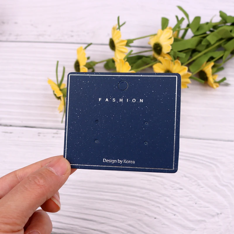 

Fashion 7*6cm Top Grade Blue Paper Earring Organize Cards Jewelry Display Card Tags Hanger Label 100pcs/lot Custom Logo