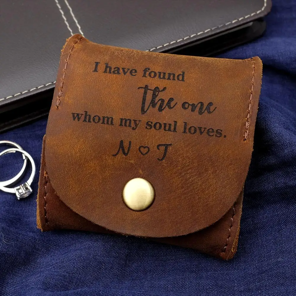 Персонализированная Коробка для обручального кольца держатель кожаная коробка