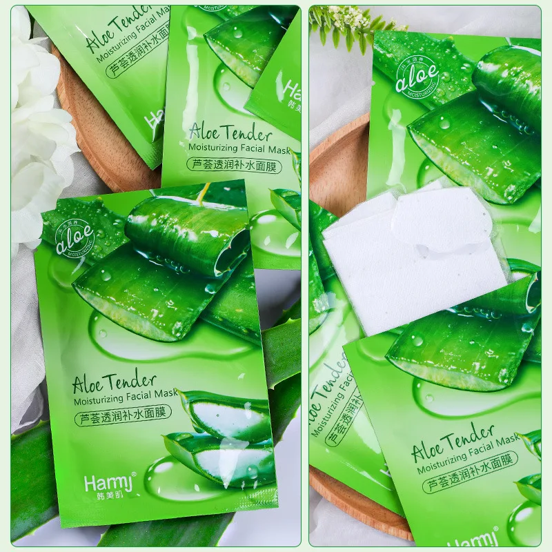 10pcs Natural Aloe Vera Gel Face Mask Remove Acne Control Oil Depth Replenishment Moisturizing Wrapped Shrink Pores - купить по