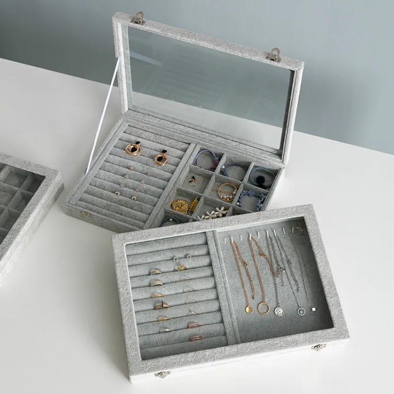 

Luxury Nordic With Cover Transparent Women Jewelry Organizer Modern Fashion Storage Box Organizador De Joyas Home Items EC50SN