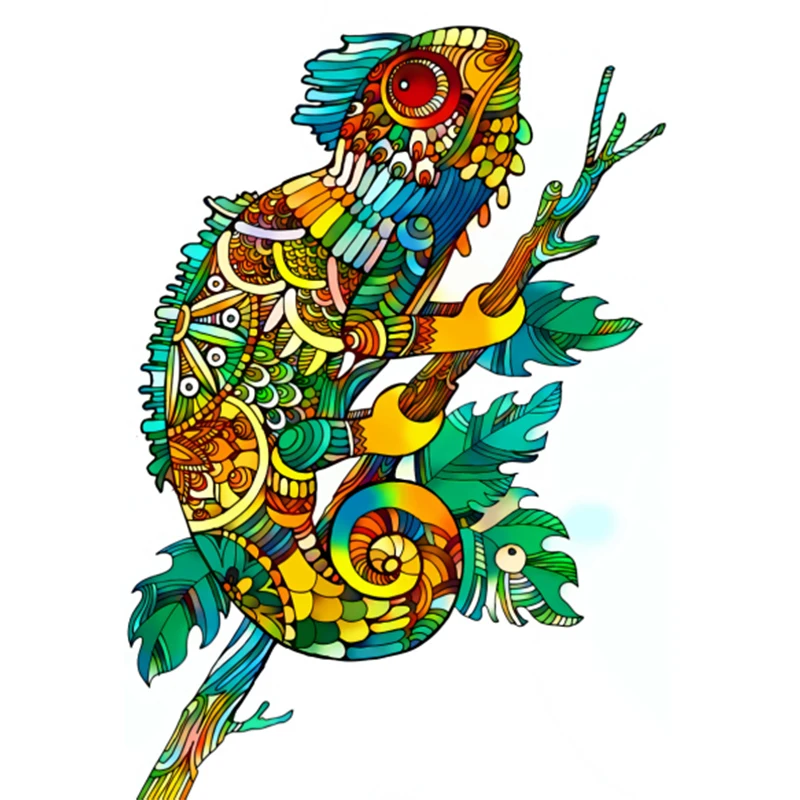 

Новый Радужный красочный деревянный пазл-хамелеон, уникальный дизайн, оригинальное рукоделие, отличный подарок на день рождения для пар, 3D ...