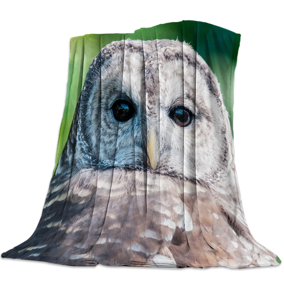 

Animal Grey Owl Throw Blanket Portable Soft Sofa Blanket Warm Microfiber Flannel Blankets for Beds