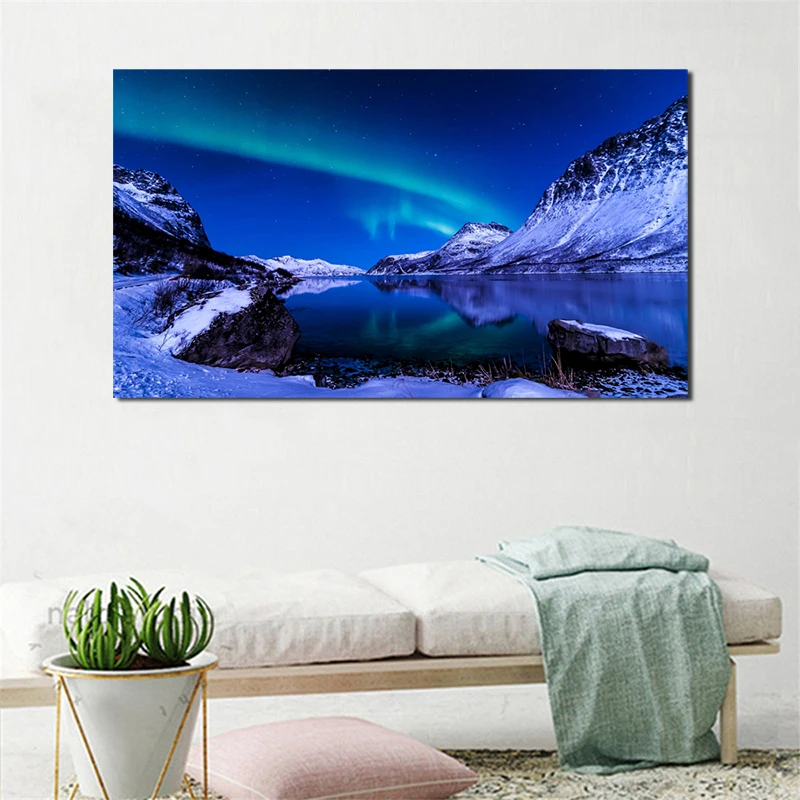 

Sky Night Iceland Winter Northern Lights Canvas Painting Print Living Room Home Decoration Modern Wall Art Oil Painting Poster