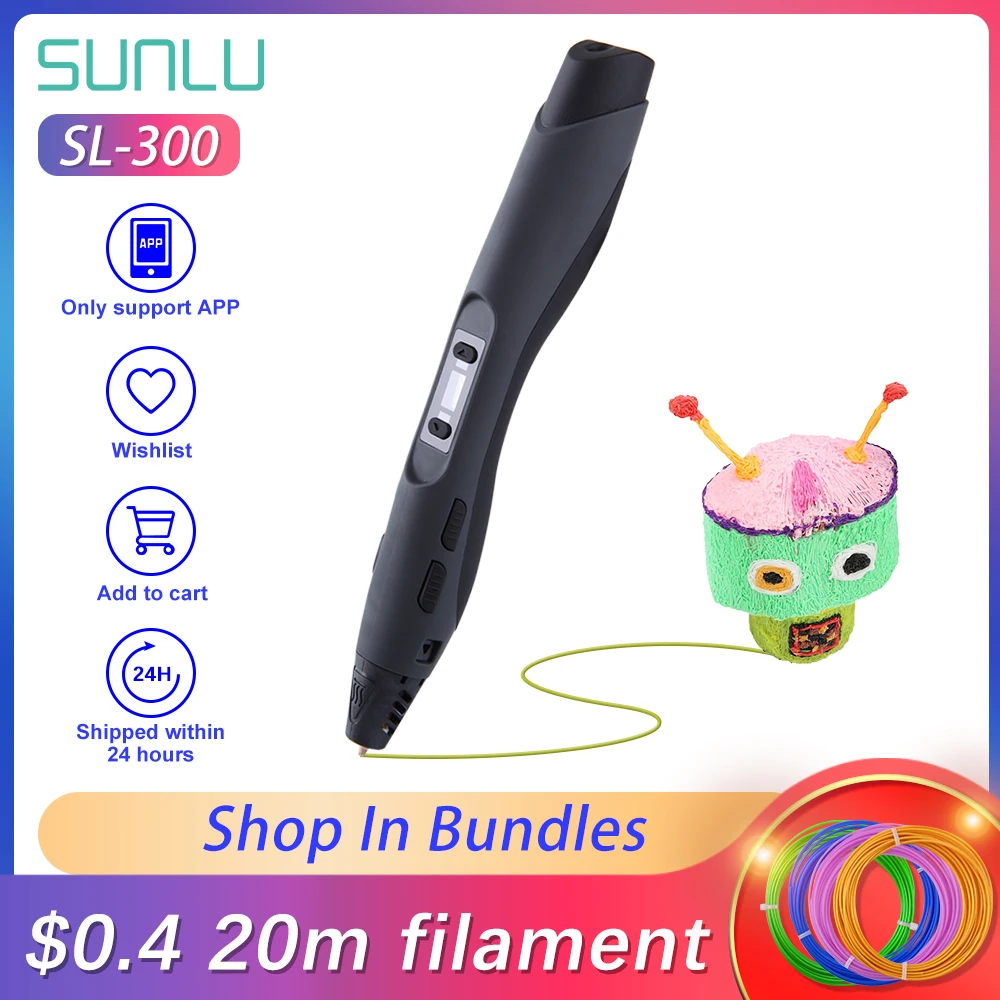 SUNLU 3D ручка Профессиональный SL 300 принт с ABS PLA нити моделирования искусство