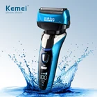 Бритва Kemei электробритва 3D плавающая с четырьмя лезвиями, перезаряжаемая электронная Бритва для ухода за лицом, Мужская бритва для бороды D45